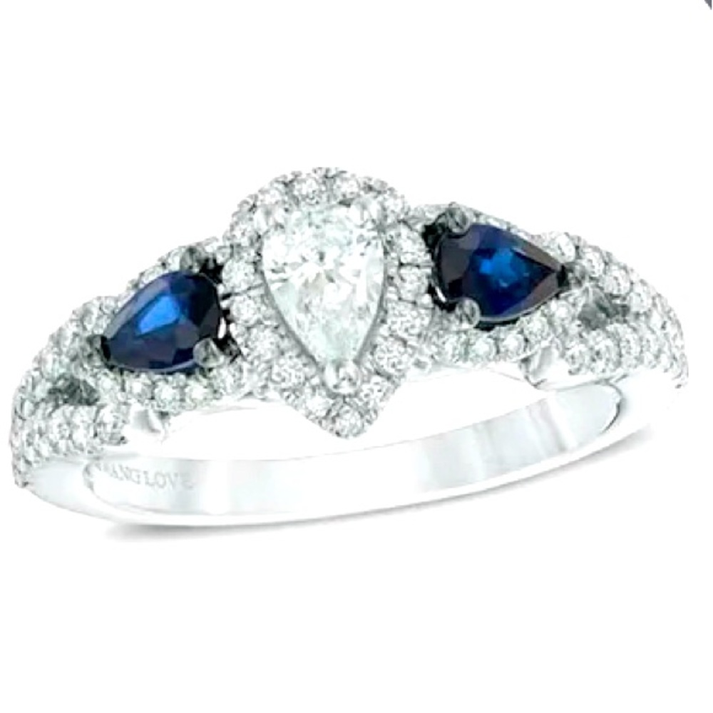Size 5.5 Vera Wang Love Collection White Gold with Sapphires and Diamonds ring